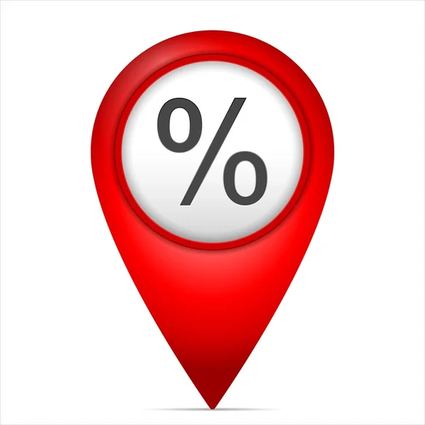 Marcador de mapa com símbolo percentual — Vetor de Stock