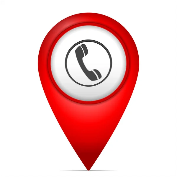Mappa marcatore con simbolo del telefono — Vettoriale Stock