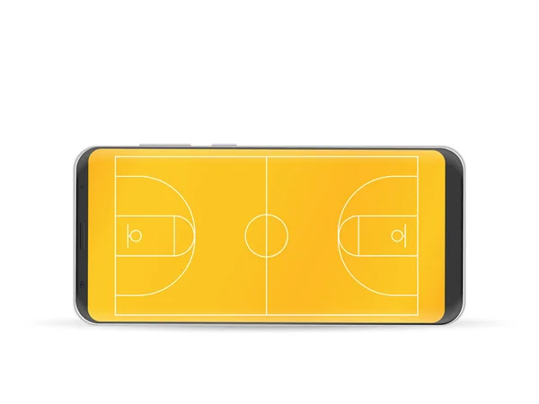 Slimme telefoon basketbalveld — Stockvector