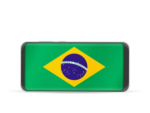 Teléfono inteligente Bandera de Brasil — Vector de stock