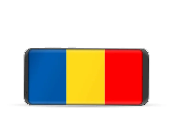 Telefone inteligente Roménia bandeira —  Vetores de Stock