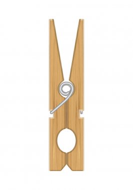 Wooden clothespin on white clipart