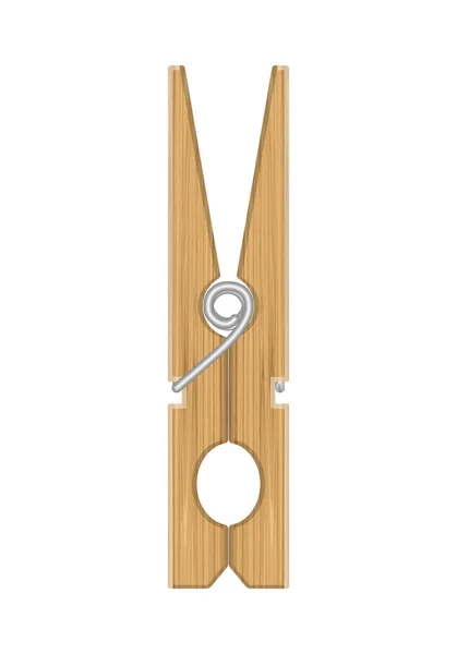 Pinza de madera sobre blanco — Vector de stock