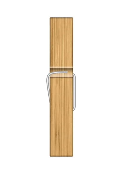 Pince à linge en bois sur blanc — Image vectorielle