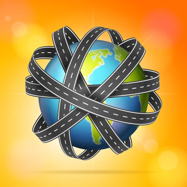 Routes mondiales globe — Image vectorielle