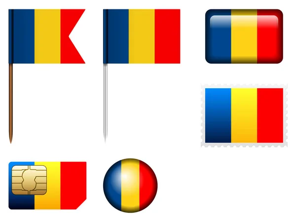 Rumänien Flagge gesetzt — Stockvektor