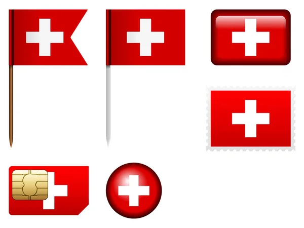 Set bandera Suiza — Archivo Imágenes Vectoriales