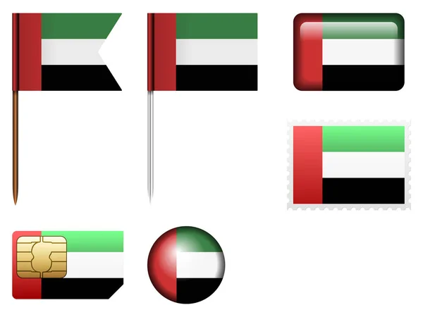 Flagge der Vereinigten Arabischen Emirate gesetzt — Stockvektor