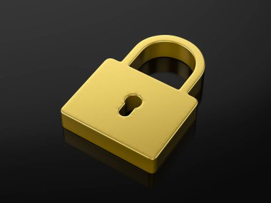 Altın asma kilit simgesi