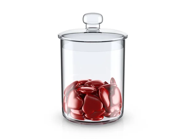 Cuori in vaso di vetro — Foto Stock