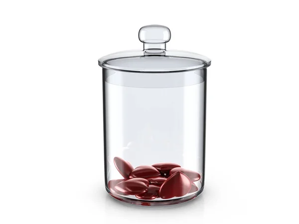 Hearts into glass jar — Stock Photo, Image