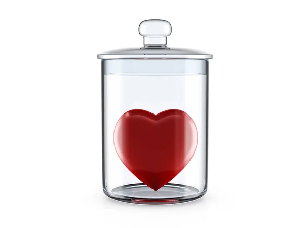 将心脏装入玻璃瓶 — 图库照片