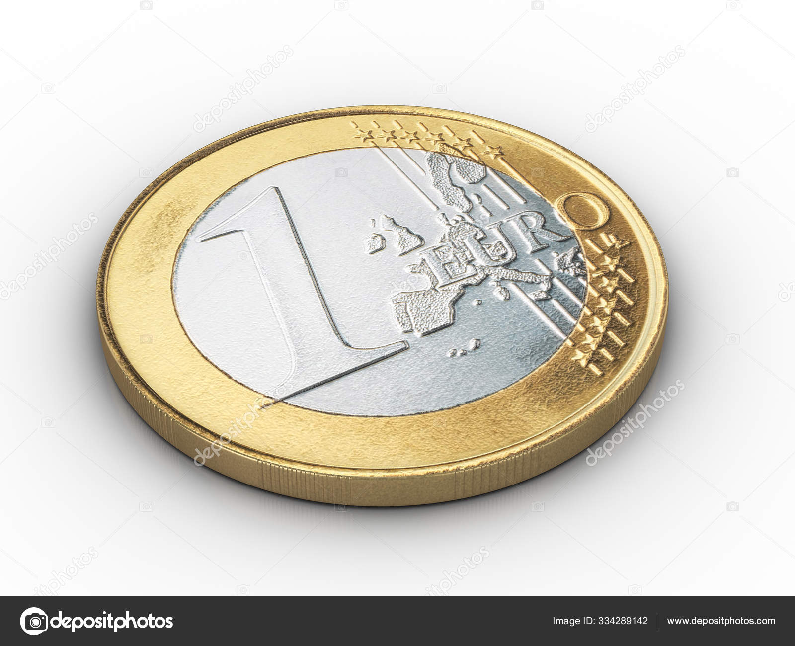 一枚欧元硬币——图库图片© julydfg #334289142