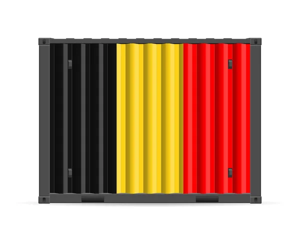 Cargo container Belgium flag — Stock Vector