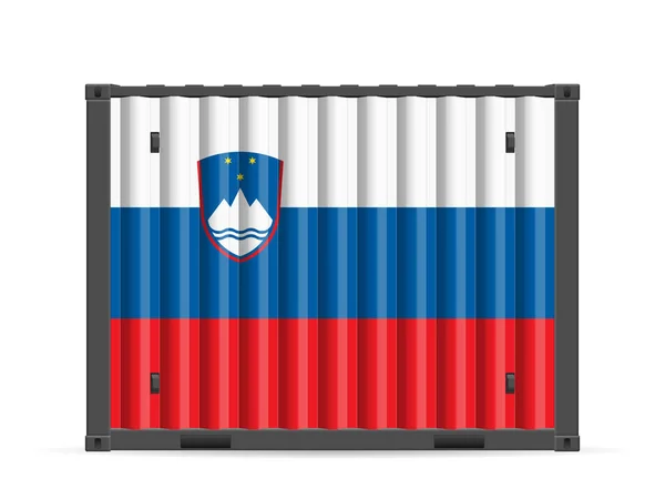 Cargo container Slovenia flag — ストックベクタ