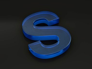 Siyah üzerine cam harf S