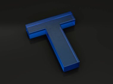 Siyah üzerine cam harf T