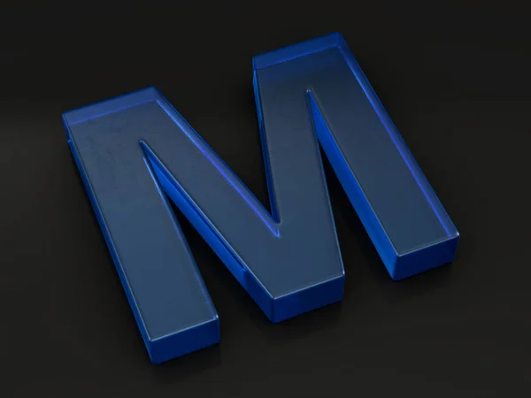 Glass letter M on black — Stock Photo, Image