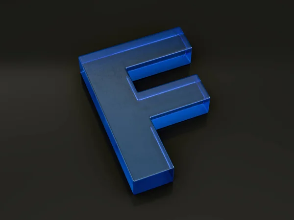 Szklana litera F na czarno — Zdjęcie stockowe