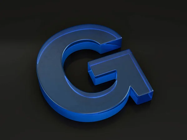 Glass letter G on black — Stock Photo, Image