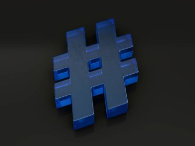 Siyah arkaplanda cam sayı sembolü. 3d illüstrasyon.