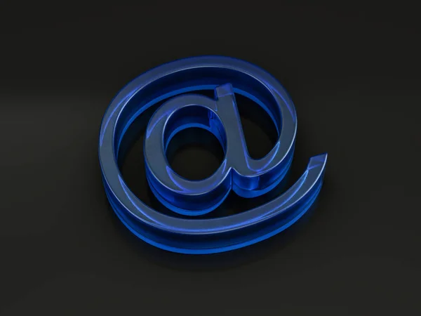 Glass Email Symbol Black Background Illustration — Stock Photo, Image