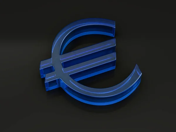 Euro Symbol Aus Glas Auf Schwarzem Hintergrund Illustration — Stockfoto