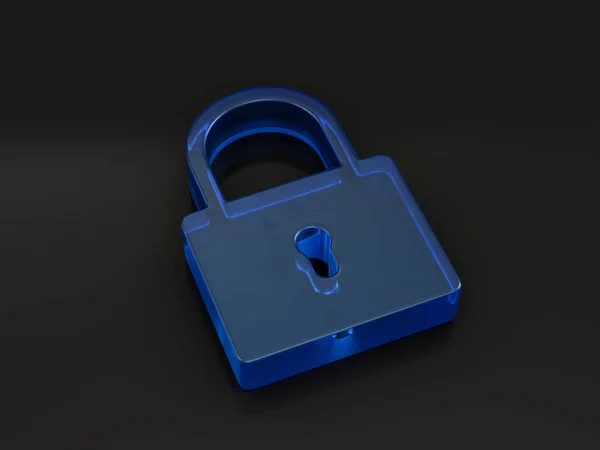 Glass Padlock Symbol Black Background Illustration — Stock Photo, Image