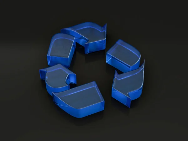 Símbolo Reciclagem Vidro Fundo Preto Ilustração — Fotografia de Stock