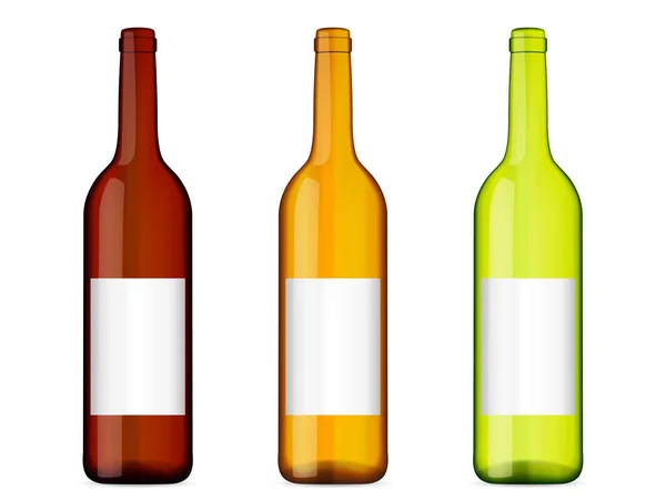 Bottiglie Vino Sfondo Bianco Illustrazione Vettoriale — Vettoriale Stock