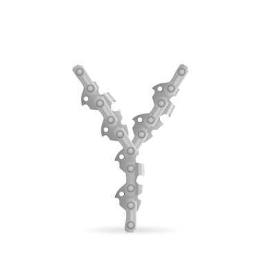 Beyaz arka planda zincir testere Y harfi. Vektör illüstrasyonu.