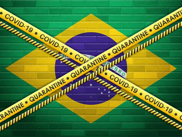 Brasil Quarantaine Bakstenen Muur Achtergrond Vectorillustratie — Stockvector