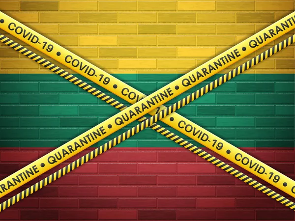 Lithuania Quarantine Bricks Wall Background Vector Illustration — Stock Vector