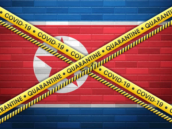 Coreia Norte Quarentena Tijolos Parede Fundo Ilustração Vetorial — Vetor de Stock