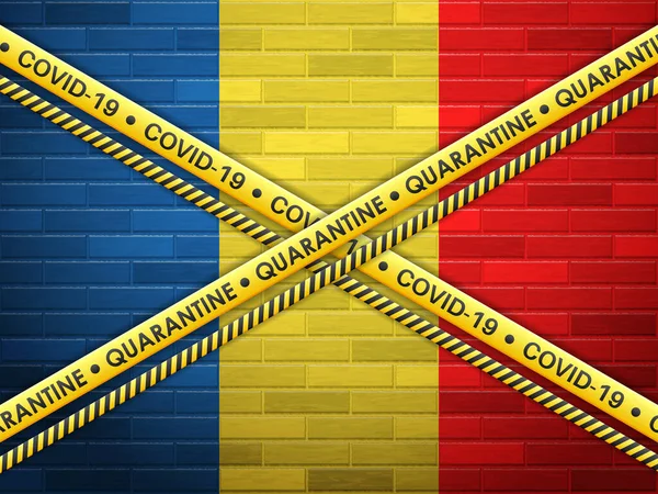 Roemenië Quarantaine Bakstenen Muur Achtergrond Vectorillustratie — Stockvector