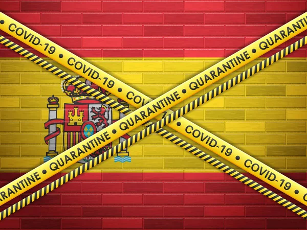 Spanje Quarantaine Bakstenen Muur Achtergrond Vectorillustratie — Stockvector