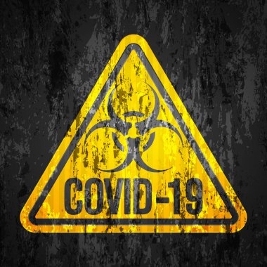Covid-19 işareti grunge doku arka planı. Vektör illüstrasyonu.
