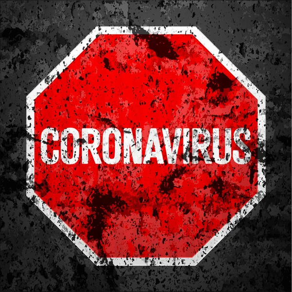 Coronavirus Carretera Signo Grunge Textura Fondo Ilustración Vectorial — Vector de stock