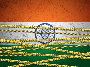 Hindistan karantina altında. Vektör illüstrasyonu.