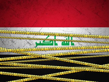 Irak karantina altında. Vektör illüstrasyonu.