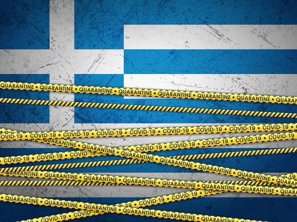 Yunanistan Karantina Altında Vektör Illüstrasyonu — Stok Vektör