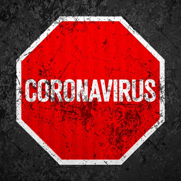 Coronavirus Yol Işareti Grunge Doku Arka Planı Vektör Illüstrasyonu — Stok Vektör