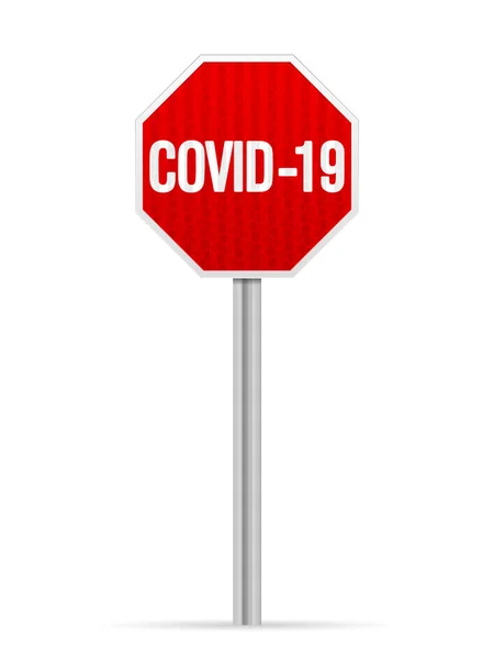 Panneau Signalisation Covid Sur Fond Blanc Illustration Vectorielle — Image vectorielle