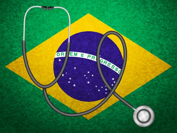 Stethoscope Brasil Flag Background Vector Illustration — Stock Vector