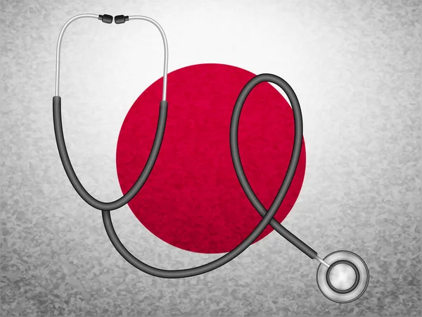 日本国旗背景上的立体镜 矢量说明 — 图库矢量图片