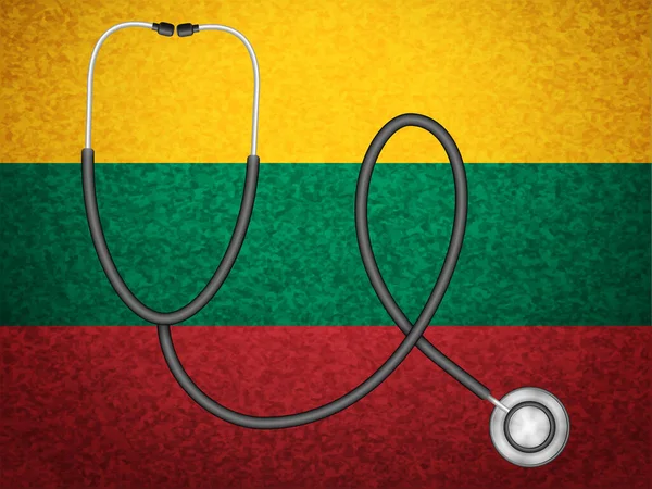 Stetoscopio Sullo Sfondo Della Bandiera Lituana Illustrazione Vettoriale — Vettoriale Stock