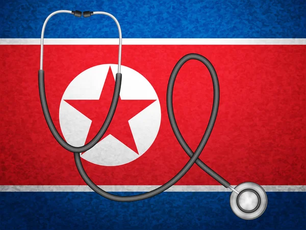 Stethoskop Auf Dem Hintergrund Der Nordkoreanischen Flagge Vektorillustration — Stockvektor