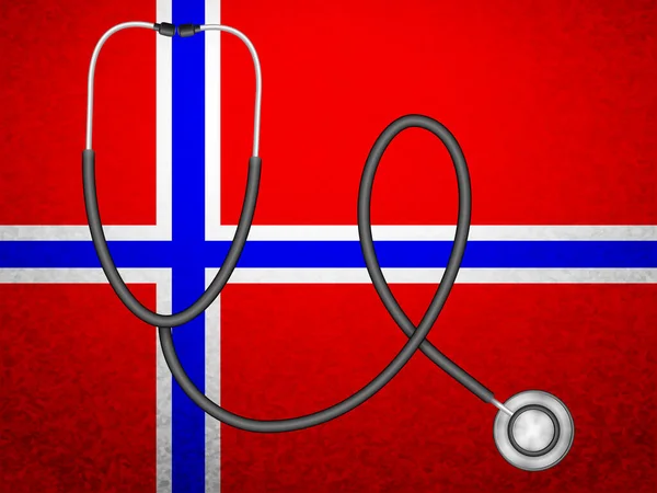 Stethoskop Auf Dem Hintergrund Der Norwegischen Flagge Vektorillustration — Stockvektor