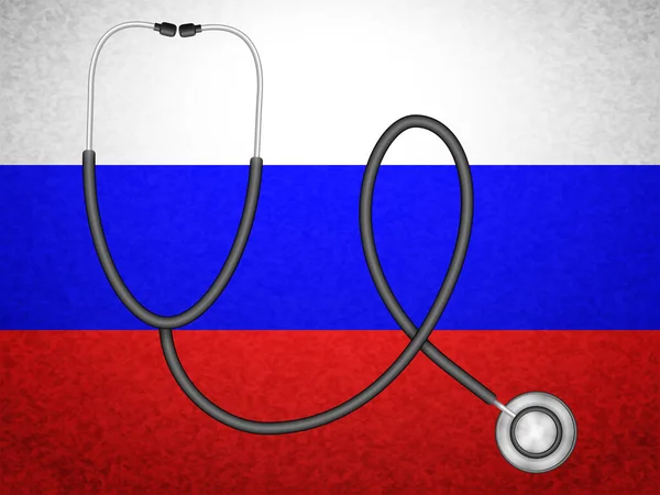 ロシアの国旗を背景にした聴診器 ベクターイラスト — ストックベクタ