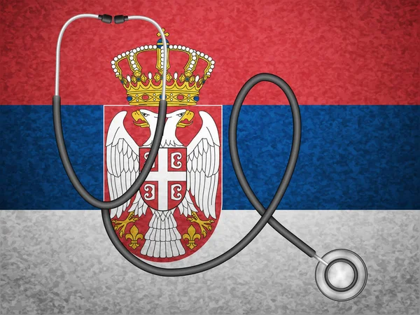 Estetoscópio Sobre Fundo Bandeira Sérvia Ilustração Vetorial —  Vetores de Stock